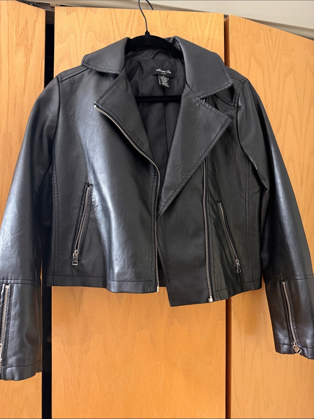 Black Faux Leather Moto Jacket